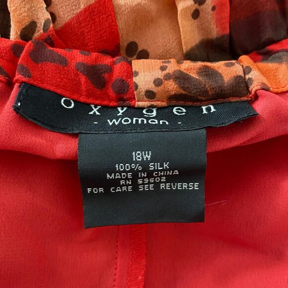 Orange Brown Red Fairy Floral Patchwork Silk Midi Skirt Plus Size 18 W - Picture 6 of 6